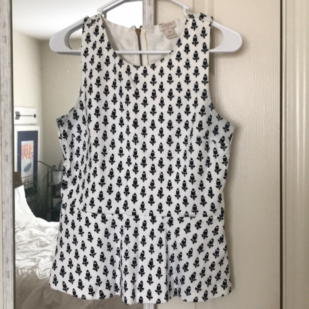Black and white patterned J.Crew peplum top